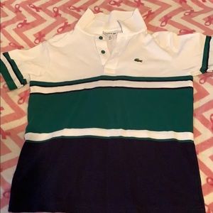 Fairly new Lacoste Boys shirt size 10, runs small.